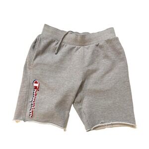 Champion Reverse Weave Shorts Mens Medium Gray Sweat Raw Hem Athletic Logo Y2K